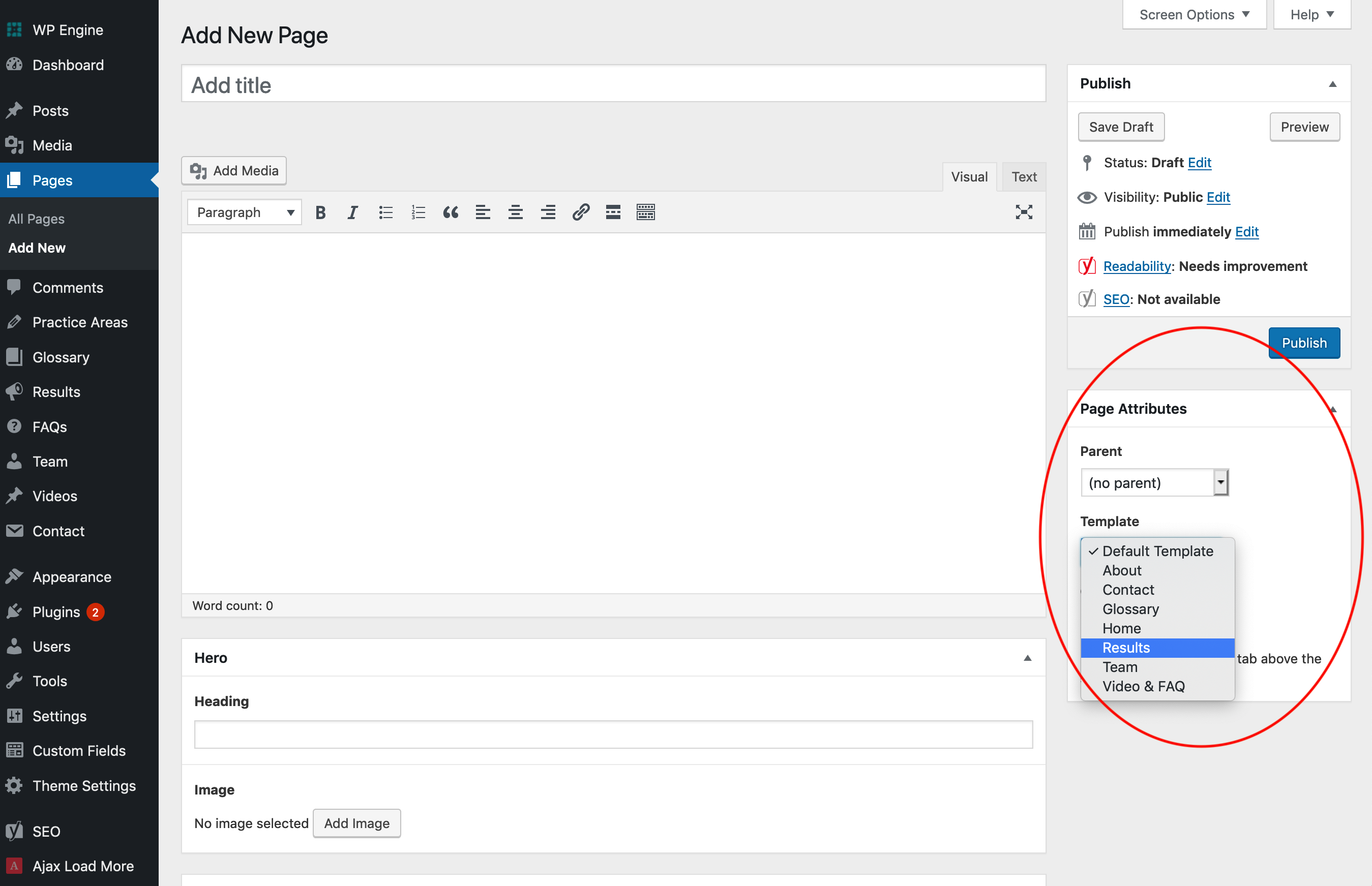screenshot of a new page with templates shown
