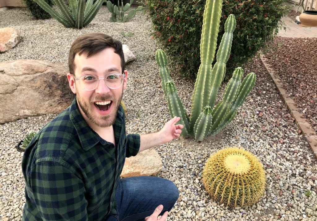 Bruce Viemeister with a cactus