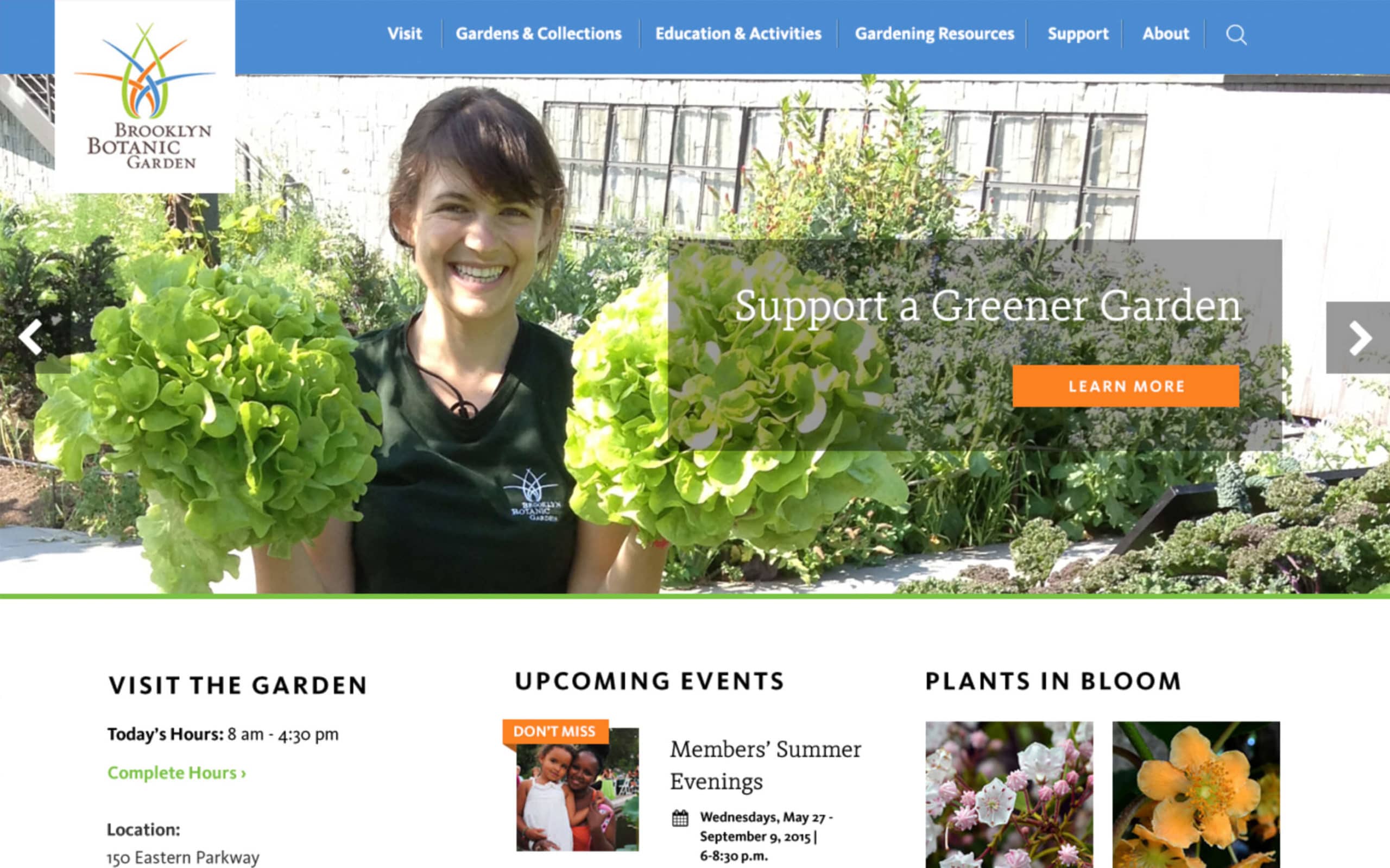 Brooklyn Botanic Garden website screenshot