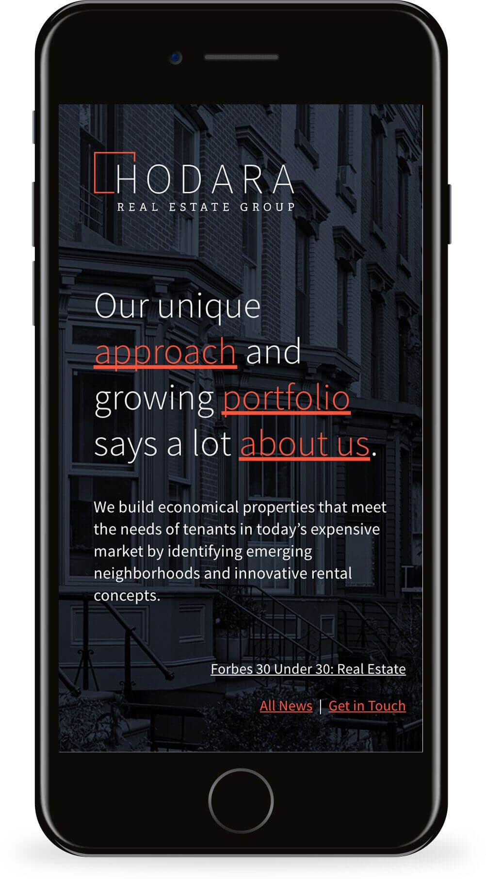 Hodara Real Estate Website Mobile Screenshot