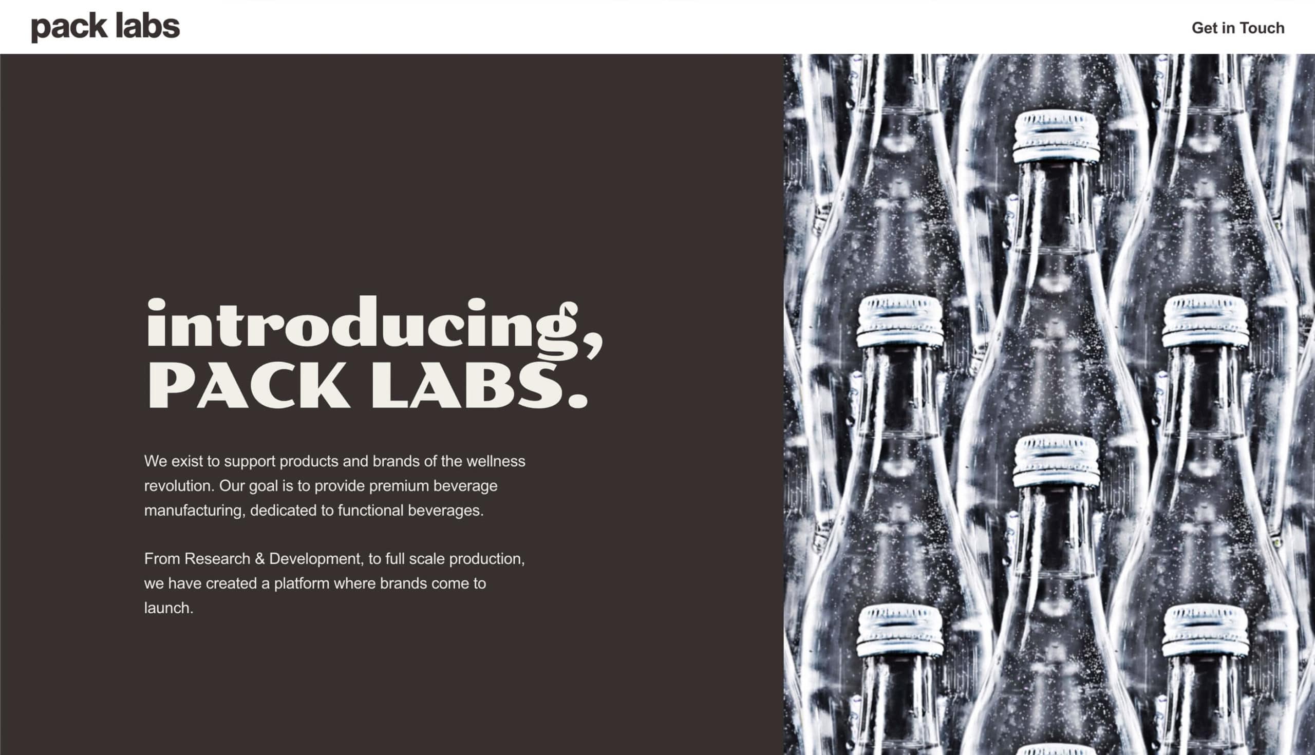 Pack Labs homepage screenshot
