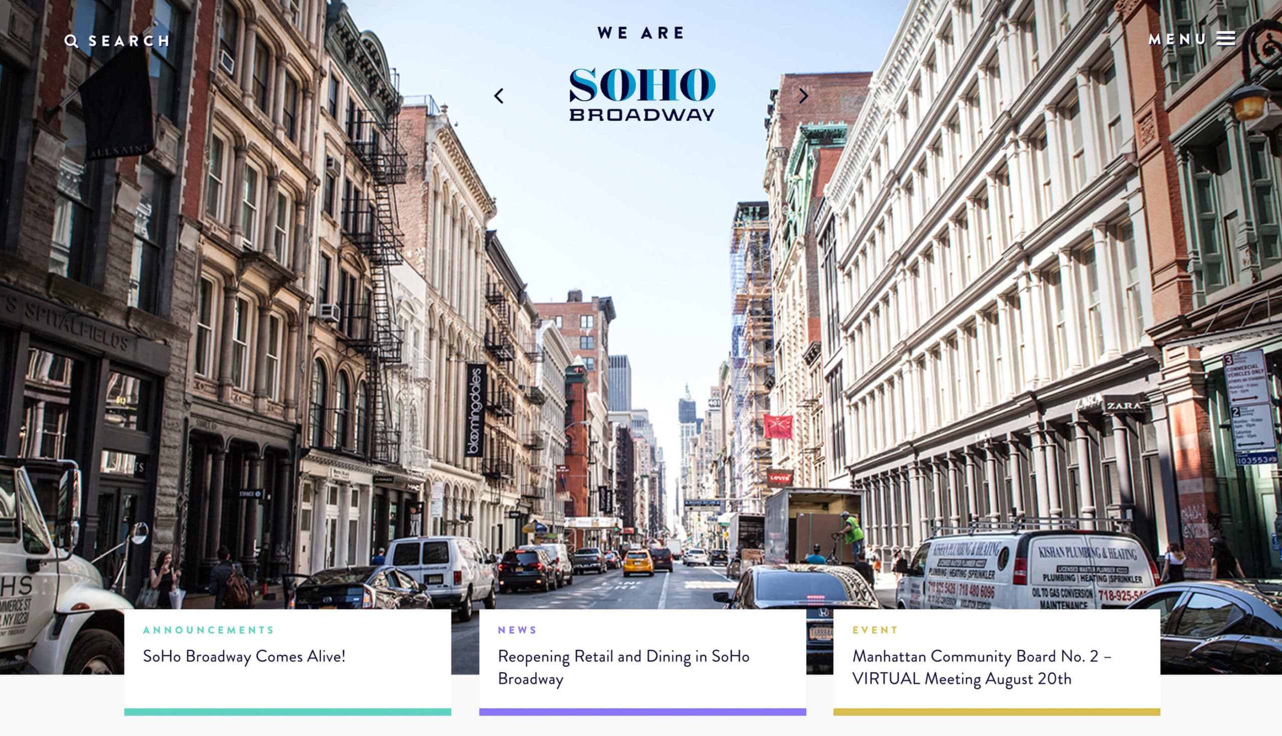 SoHo Broadway website screenshot