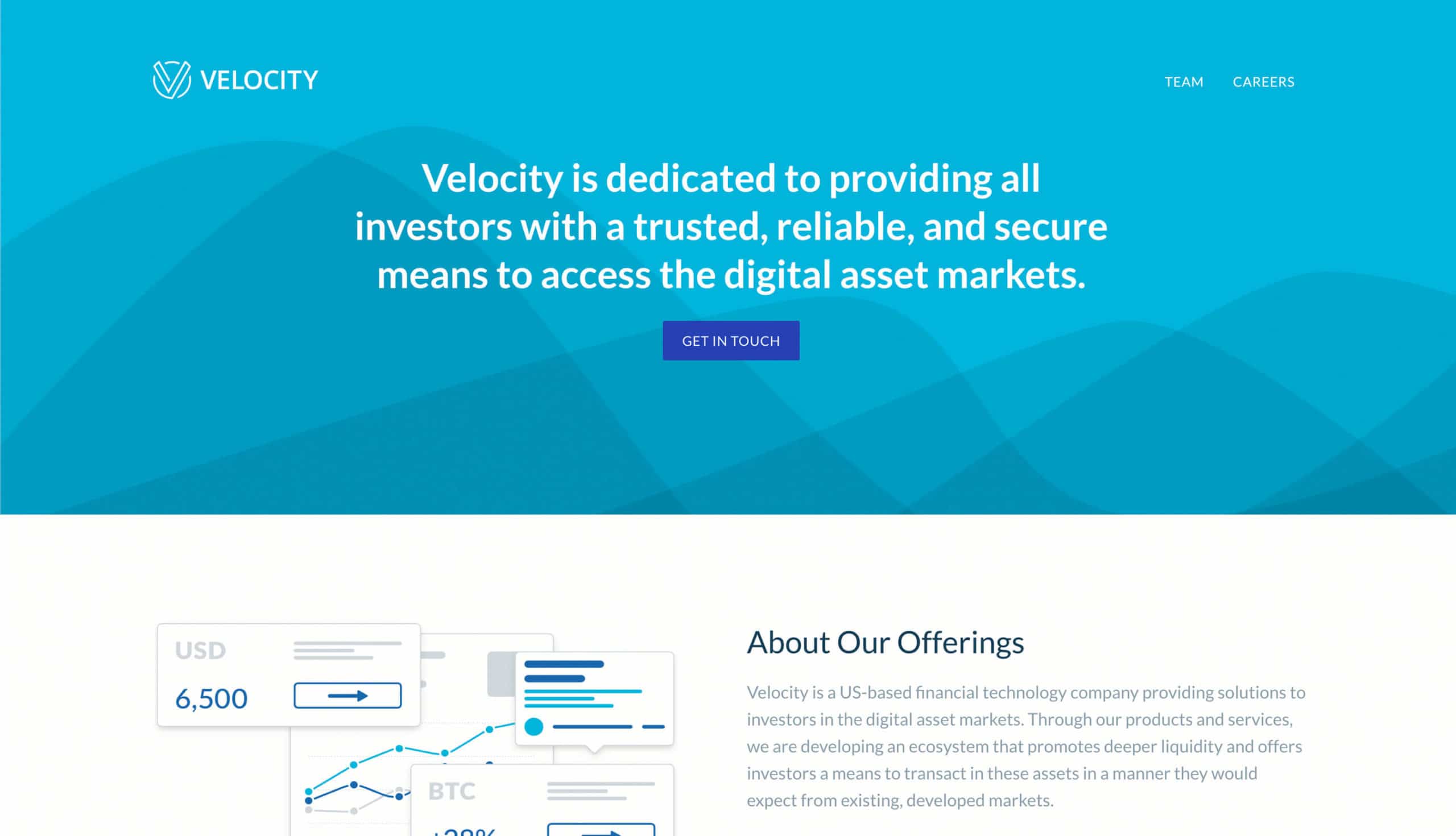 Velocity Markets homepage screenshot