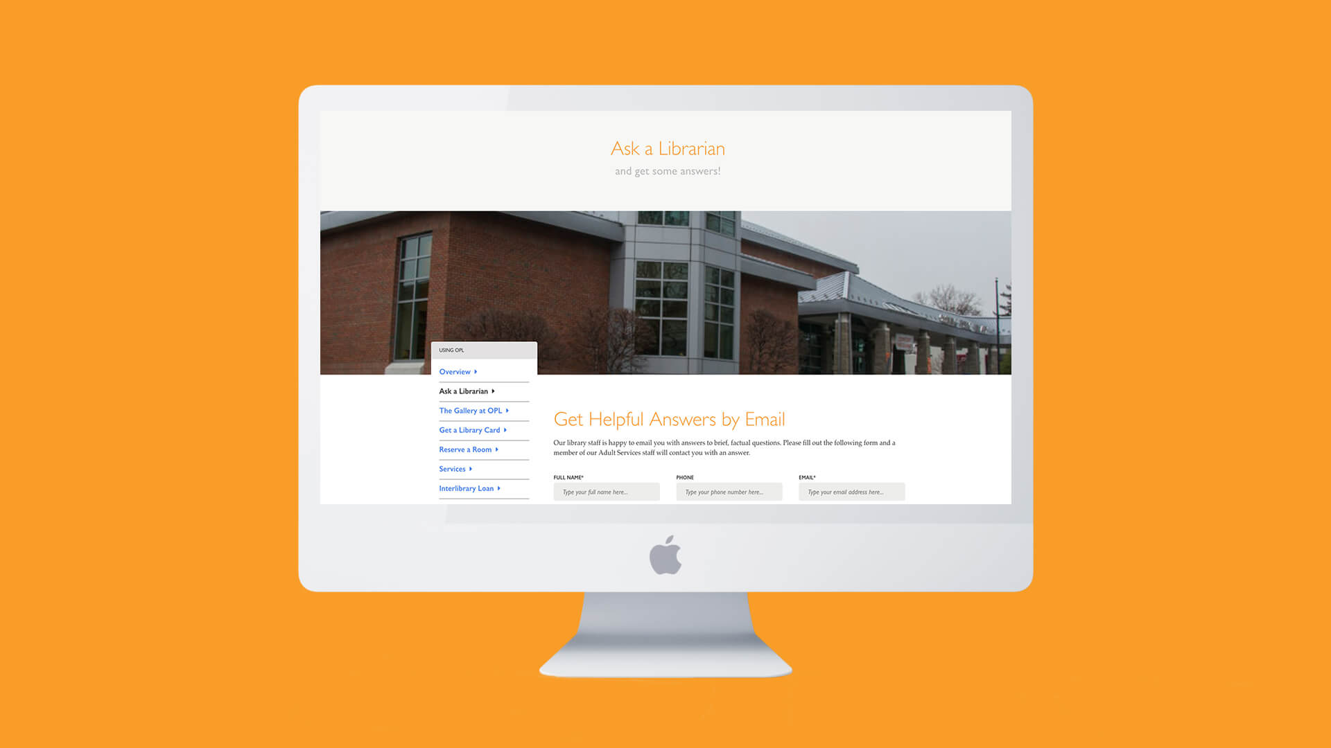 Ossining Public Library website screenshot
