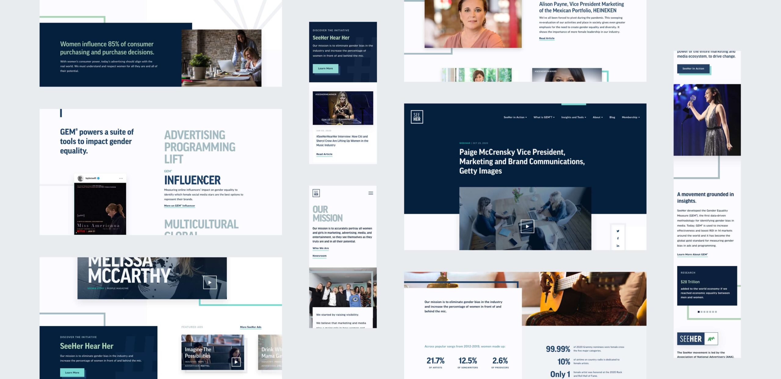 SeeHer Website Design Screens