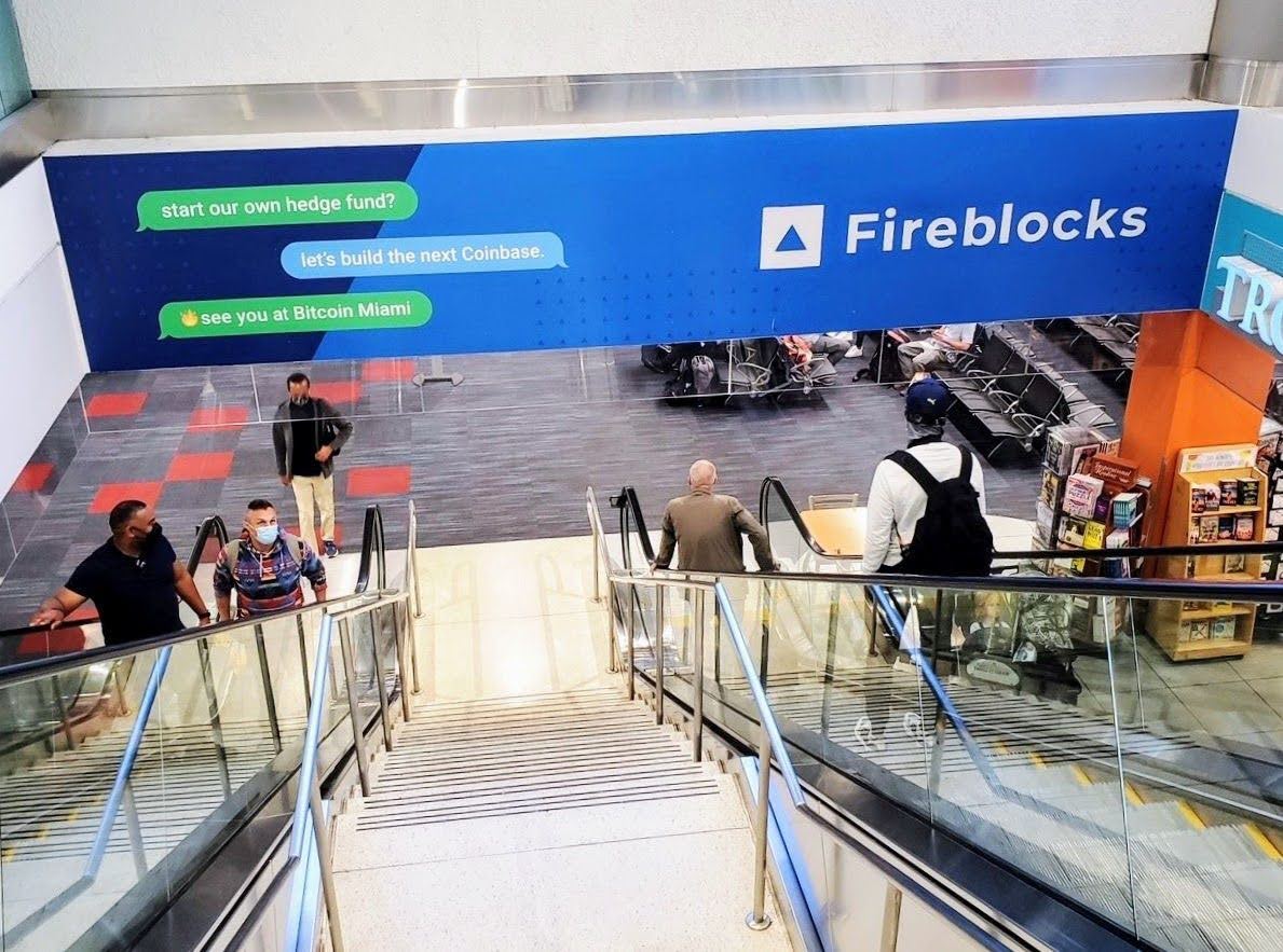 Fireblocks ad in Miami airport