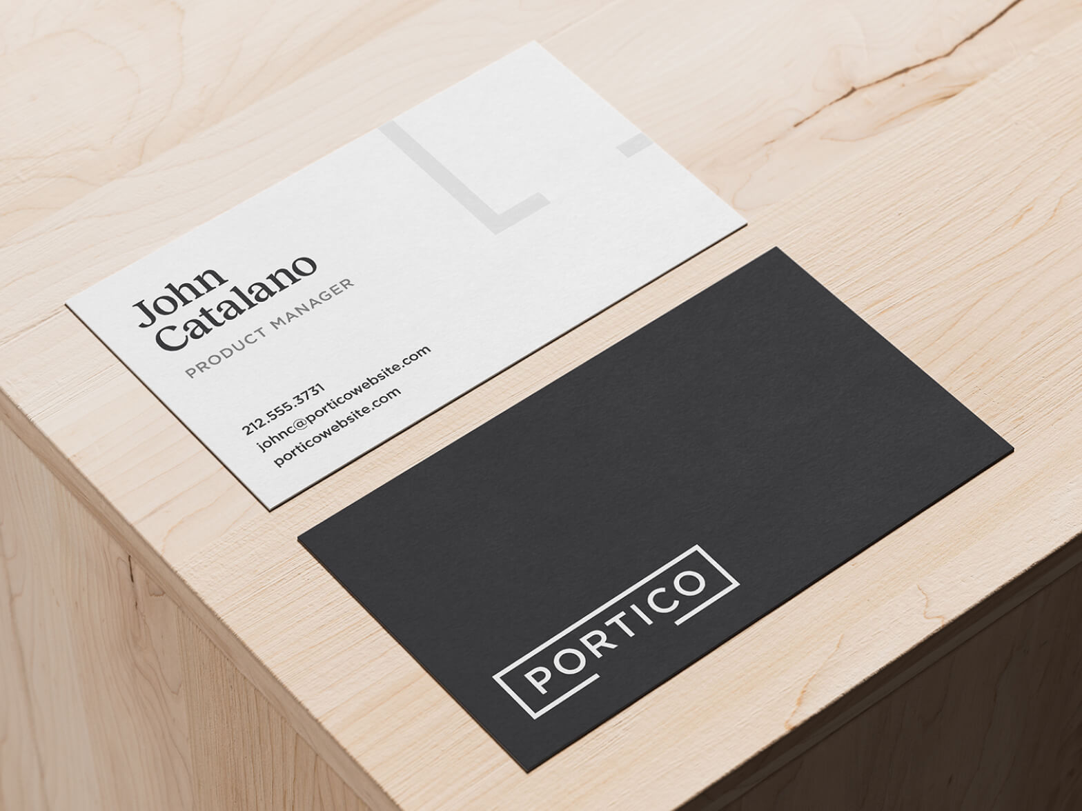 Portico business card mock