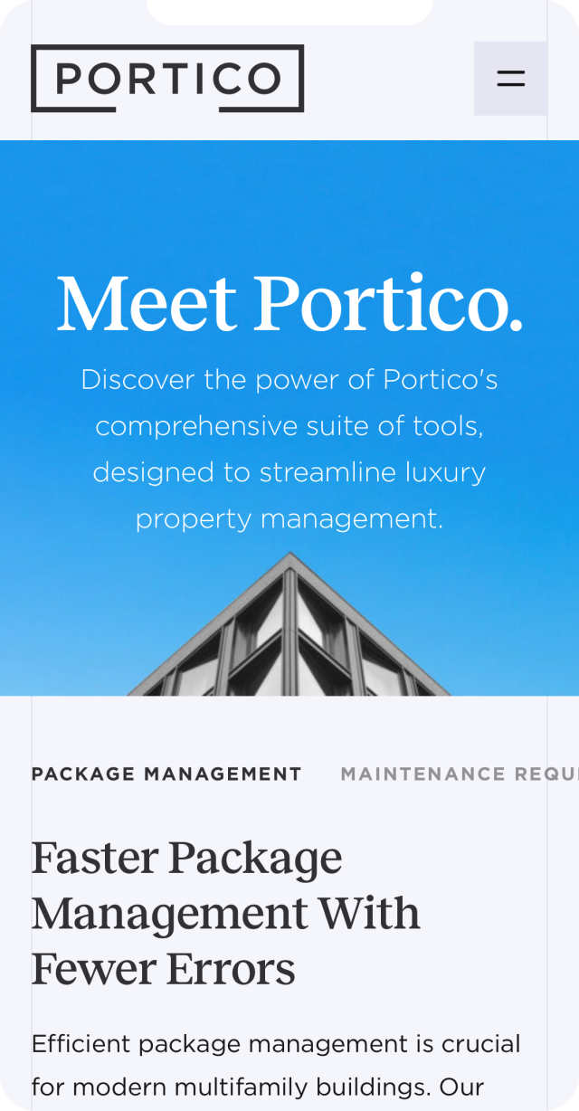 Portico mobile screen