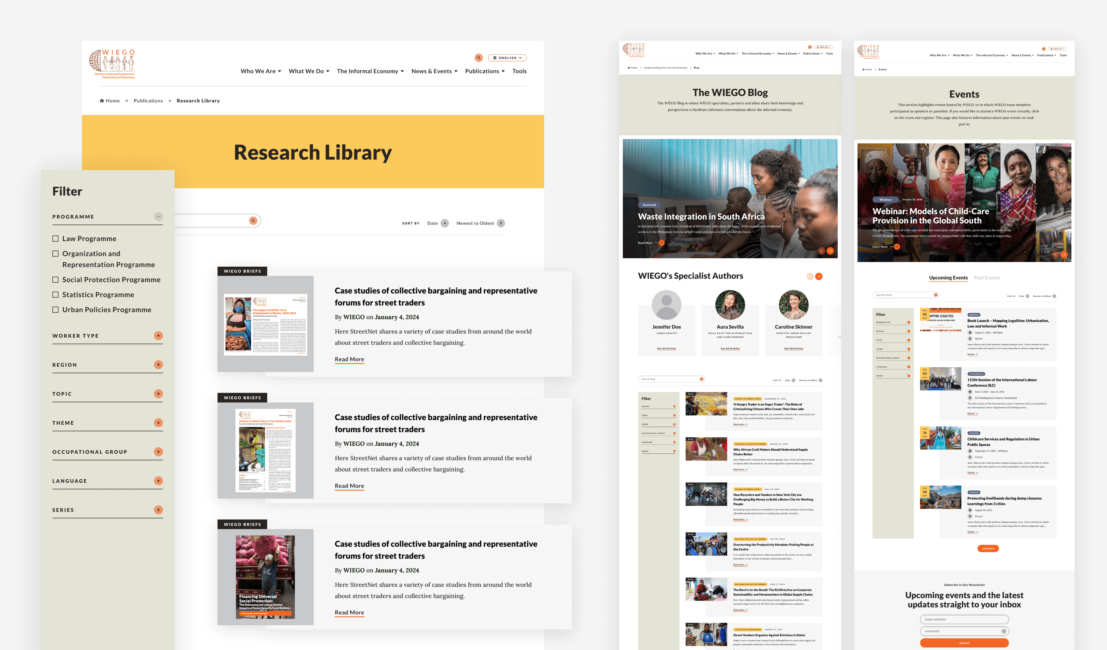 Resource Library Search result page, and the landing page of blog and news