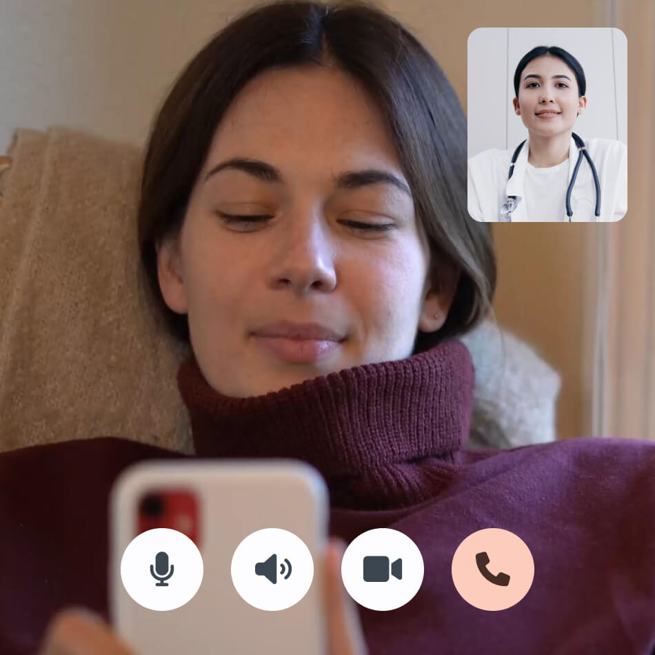 Patient talking to doctor via video call