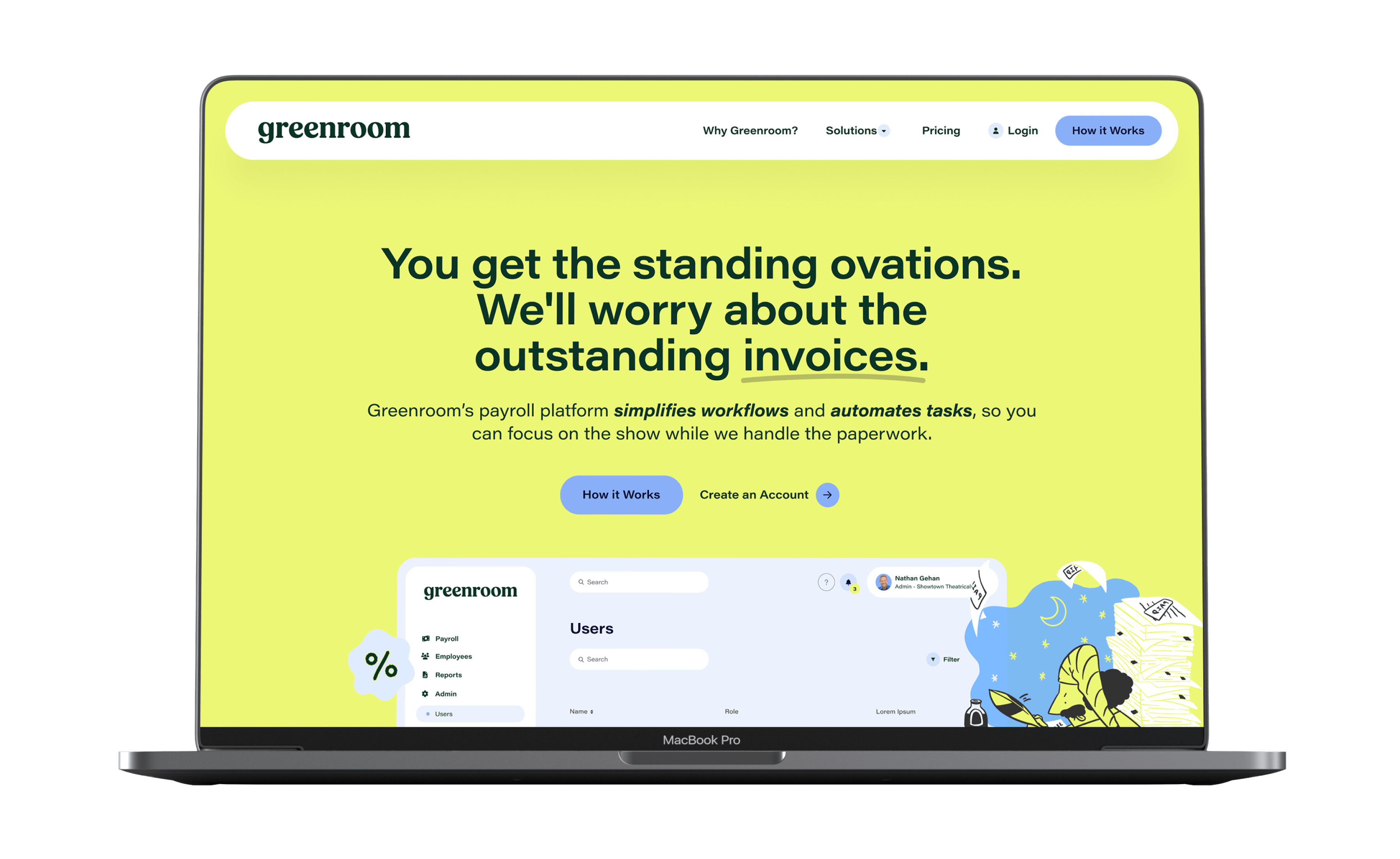 greenroom landing page design website