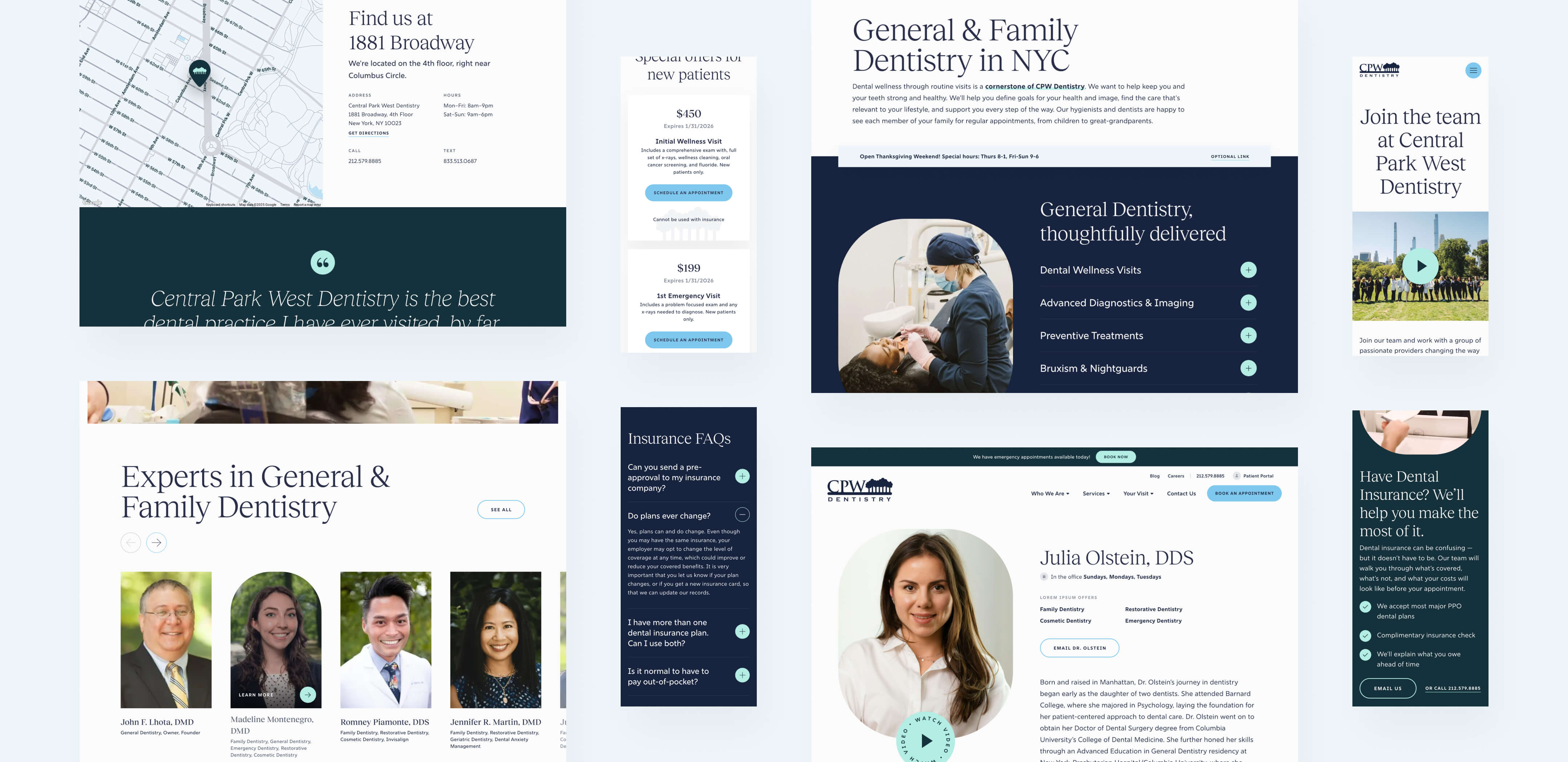Central Park West Dentistry Desktop and Mobile designs