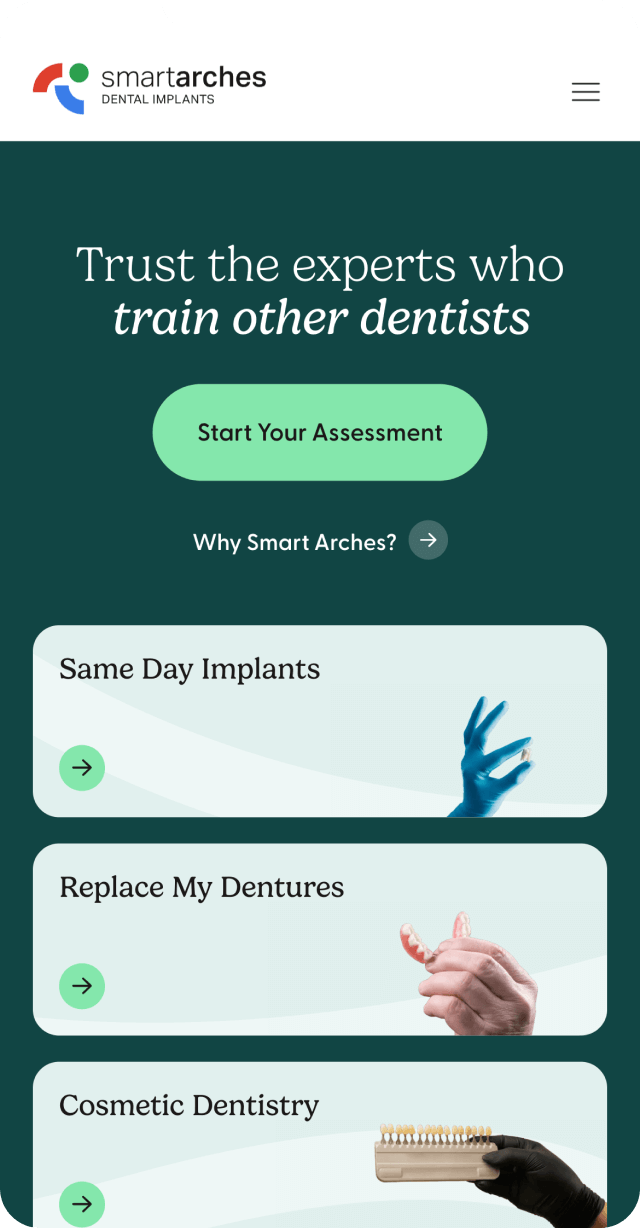 Homepage mobile screen