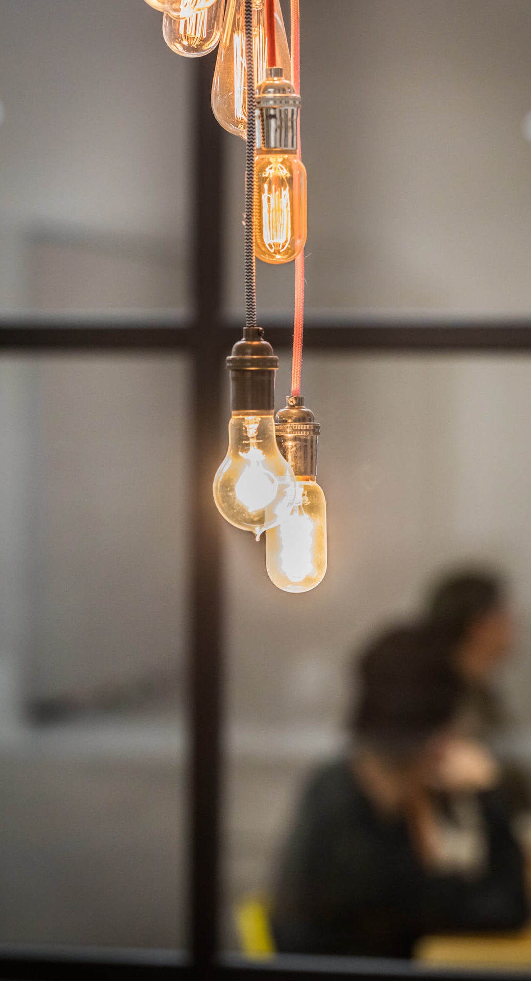 Edison bulbs hanging